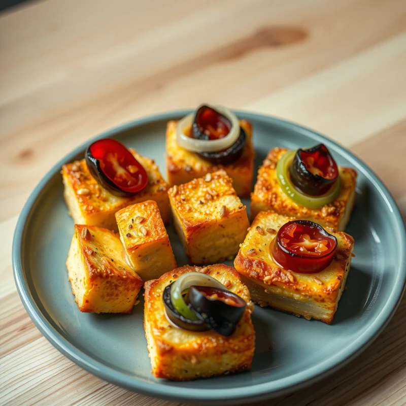 Brochetas Arcoíris de Tofu y Verduras