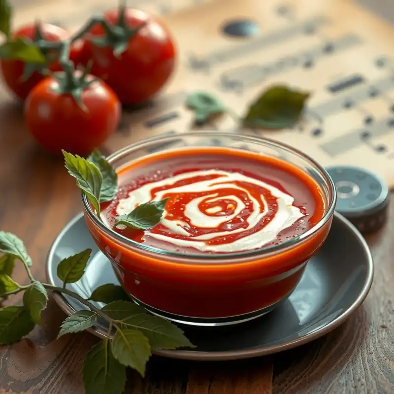 Sinfonía Cítrica de Sopa de Tomate y Albahaca