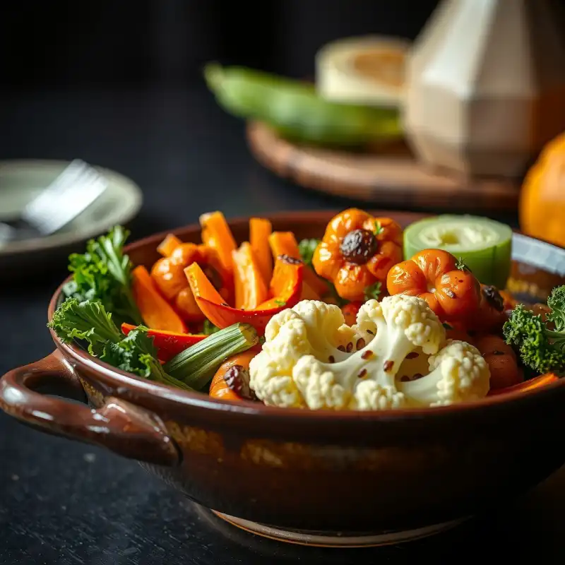 Coliflor Wok con Flores de Calabaza y Penca de Alcachofa