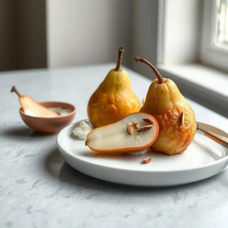 Peras Asadas con Crema de Almendras