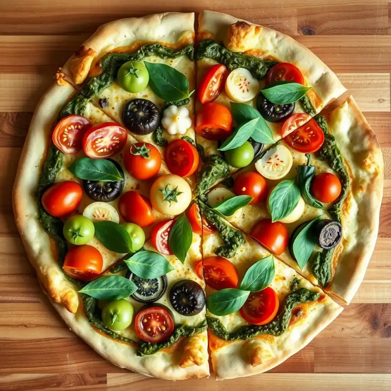 Pizza Primavera Vegana con Pesto de Espinacas