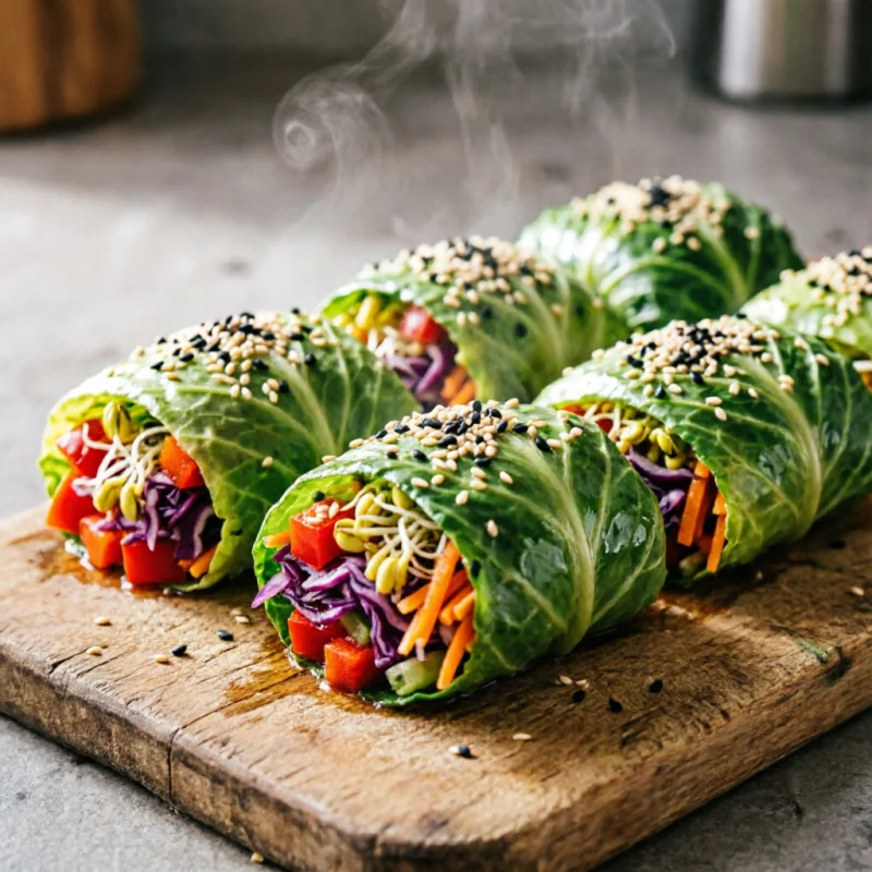 Rollitos de Repollo Crudiveganas con Pimientos