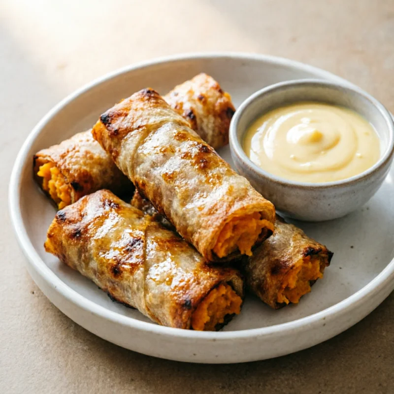 Rollitos de Calabaza Fermentada y Salsa de Huevo Salado