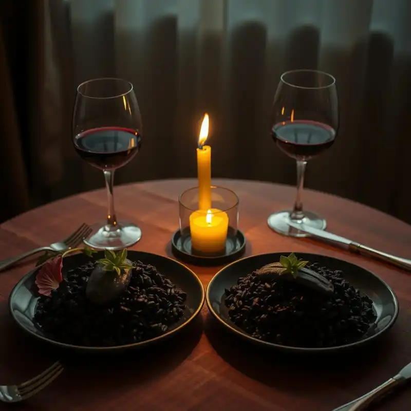 Sinfonía Nocturna: Risotto Negro y Mar