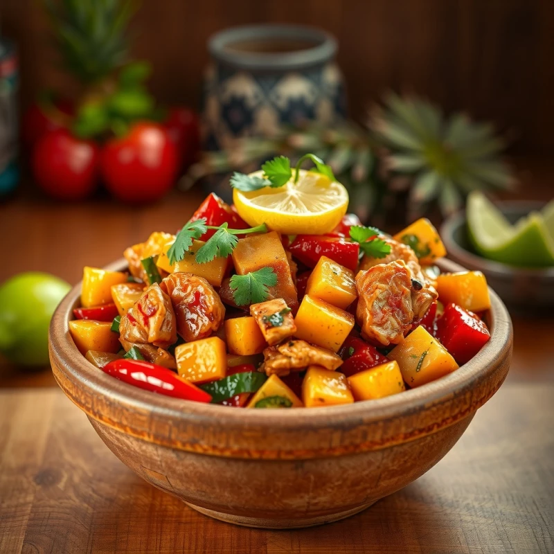 Boliche Caribeño de Pollo y Vegetales
