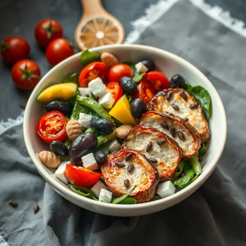 Ensalada Mediterránea con Pescado a la Plancha