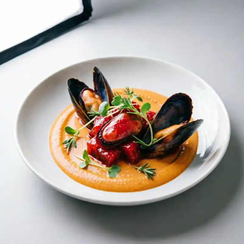 Tiradito de Mejillones con Cremoso de Boniato