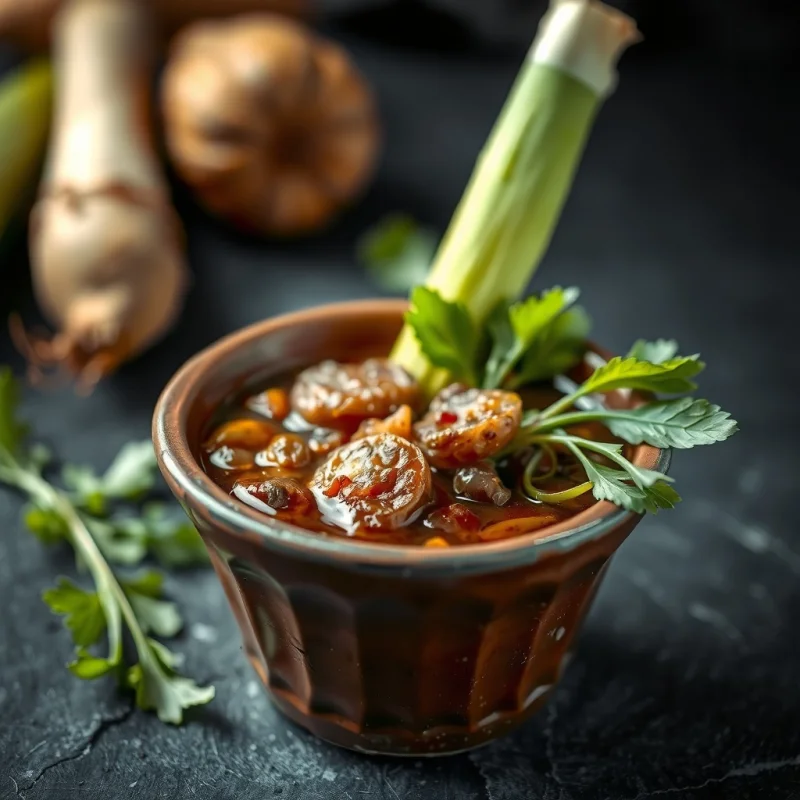 Caldo Oscuro de Raíz y Cacao Amargo