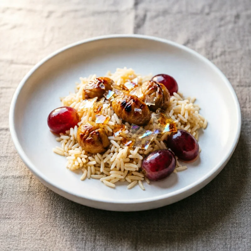 Arroz Relleno de Castañas y Uvas