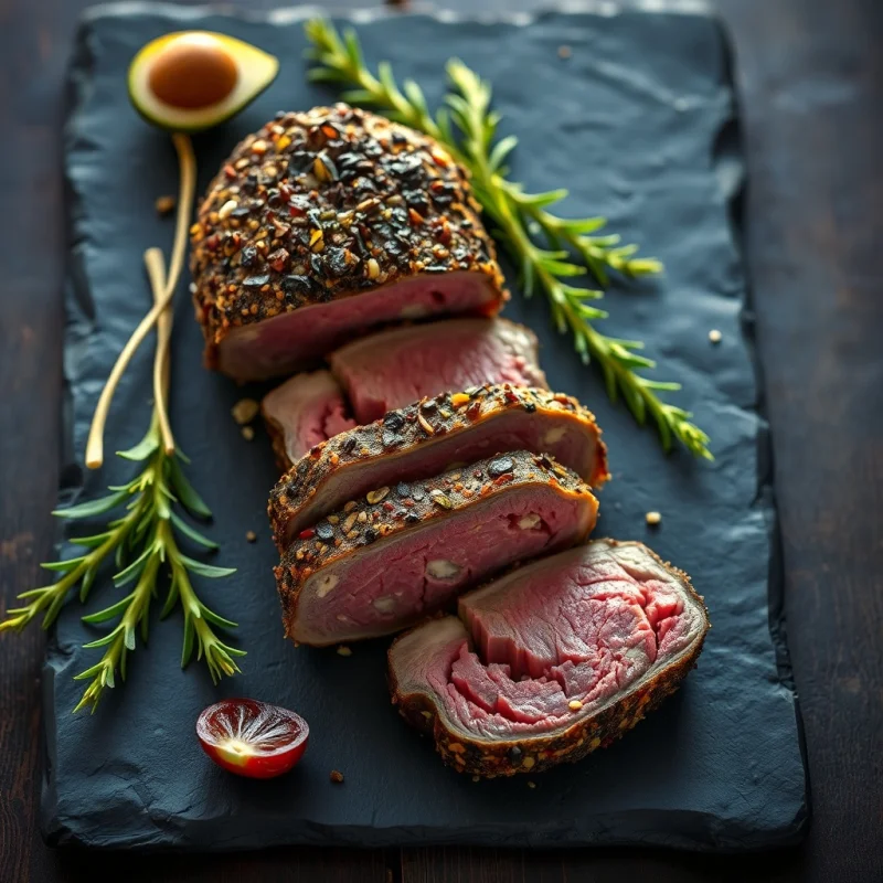 Lomo de Ternera con Costra de Hierbas y Dátiles