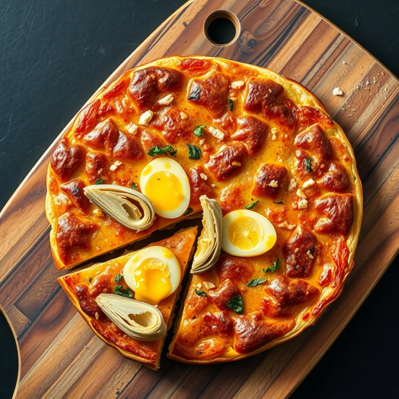 Tortilla Rellena de Alcachofa y Naranja
