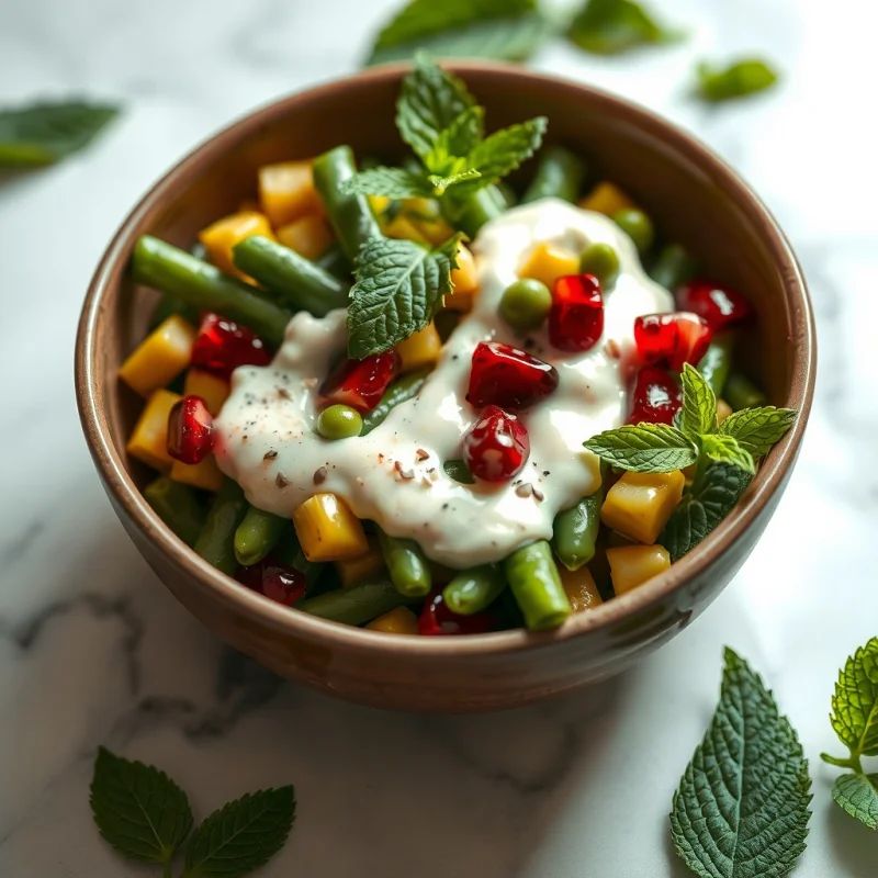 Ensalada de Chauchas y Maíz con Aliño de Pasta De Sésamo