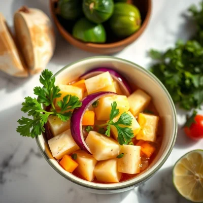 Ceviche de Corazones de Alcachofa con Ají Amarillo