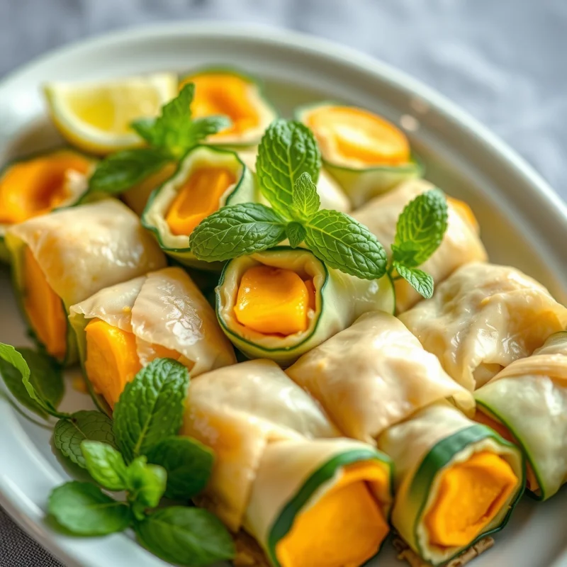 Rollitos de Zapallito con Ensalada de Mango y Hierbas Frescas