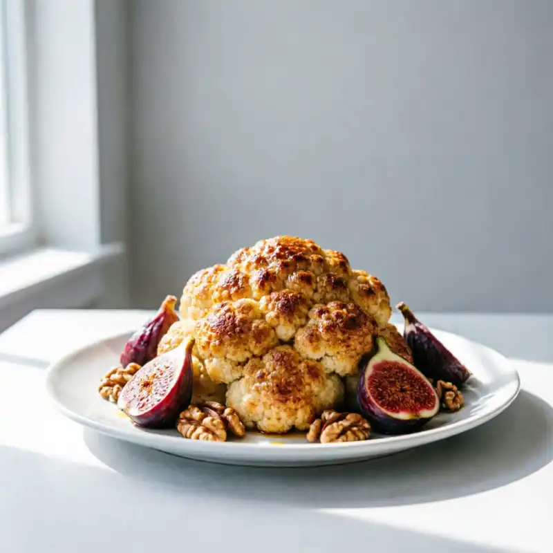 Coliflor Confitada con Higos y Nueces