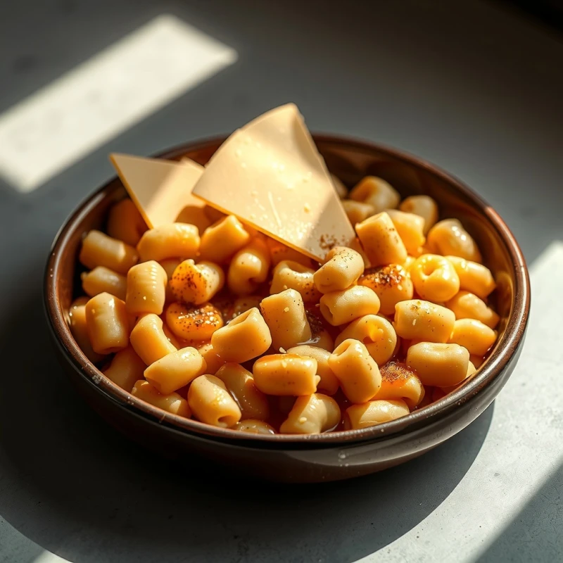 Macarrones cremosos con salsa de queso y panceta