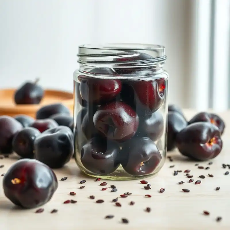 Ciruelas Agridulces Fermentadas con Sésamo Negro Crujiente
