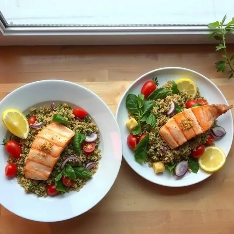 Salmón y Quinoa con Verduras Mediterráneas