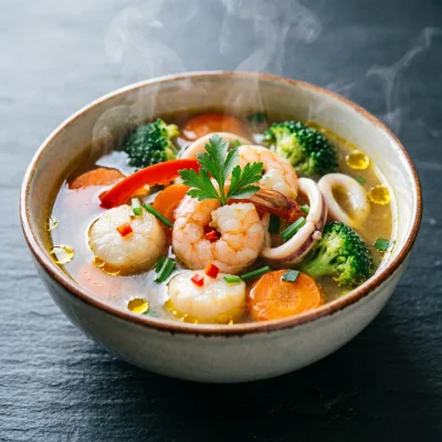 Caldo Marino de Mejillones y Verduras