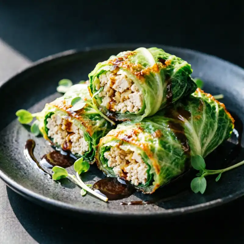 Rollitos de Col Rellena con Jengibre y Tofu