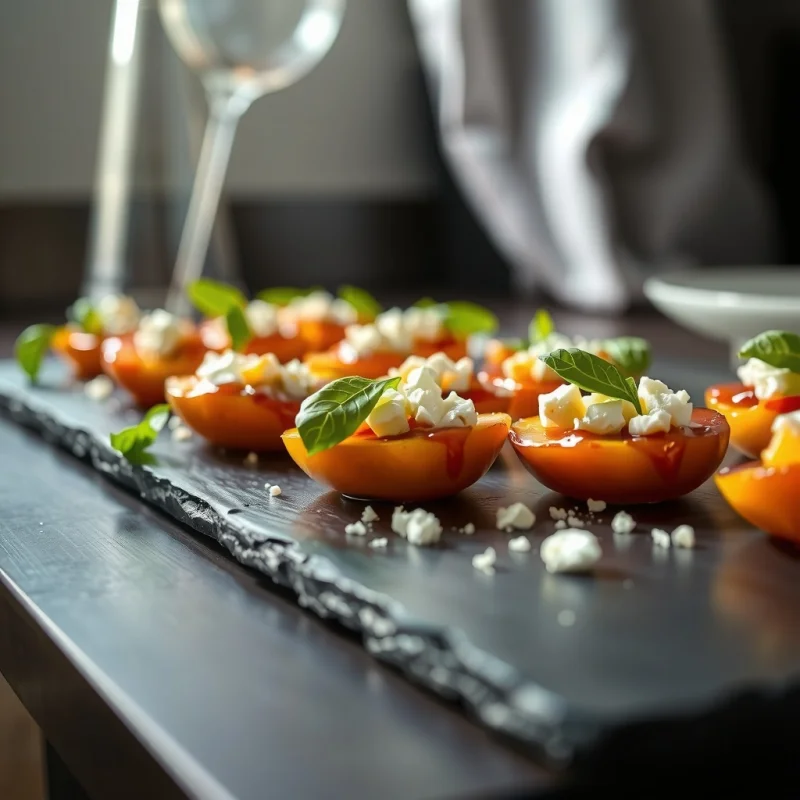 Canapés de Durazno Glaseado y Miso