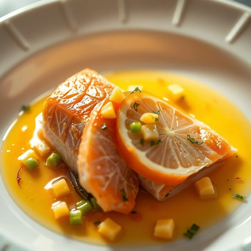 Salmón Sellado con Salsa de Limón y Alcaparras
