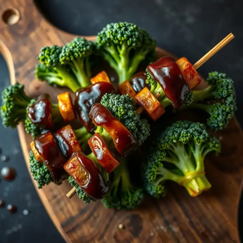 Brochetas de Brócoli Glaseado Rápido