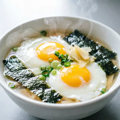 Huevos Especiados en Caldo Umami con Crujiente de Nori