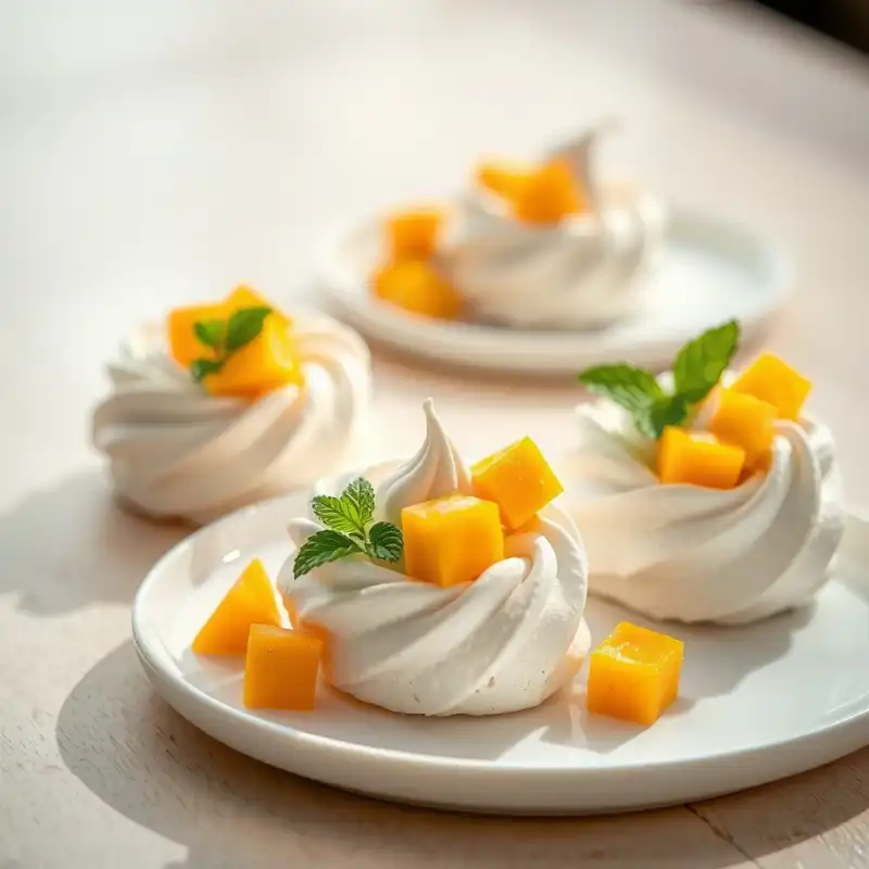 Suspiros de Mango con Crème Fraîche y Cardamomo