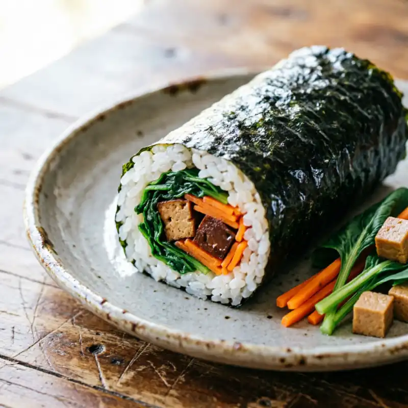 Kimbap de Verduras y Tofu Marinados