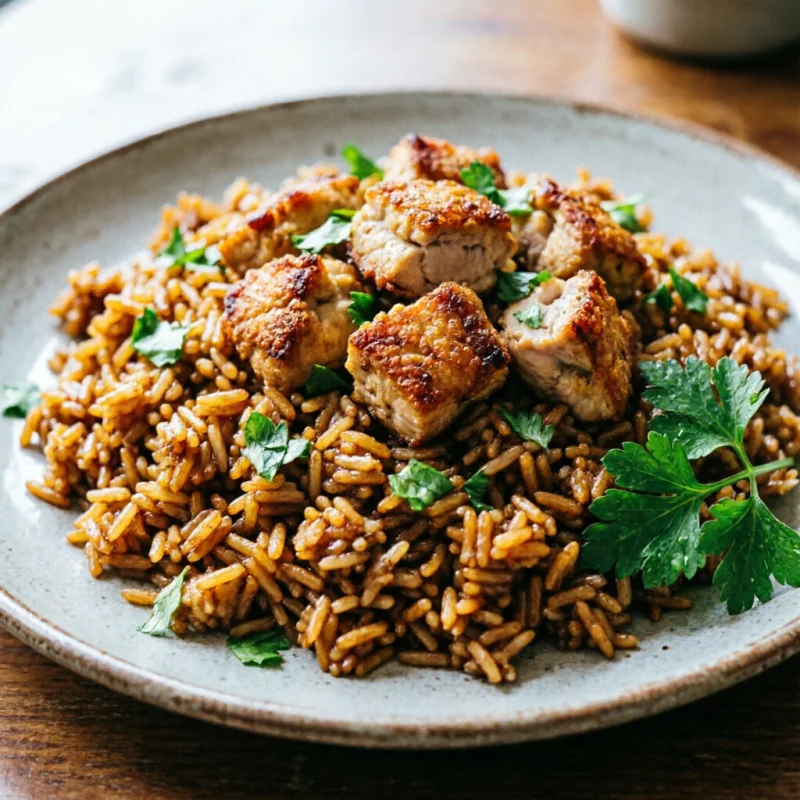 Arroz al Café con Pollo Rostizado