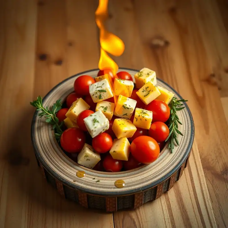 Brochetas Crujientes de Halloumi y Tomates Cherrys