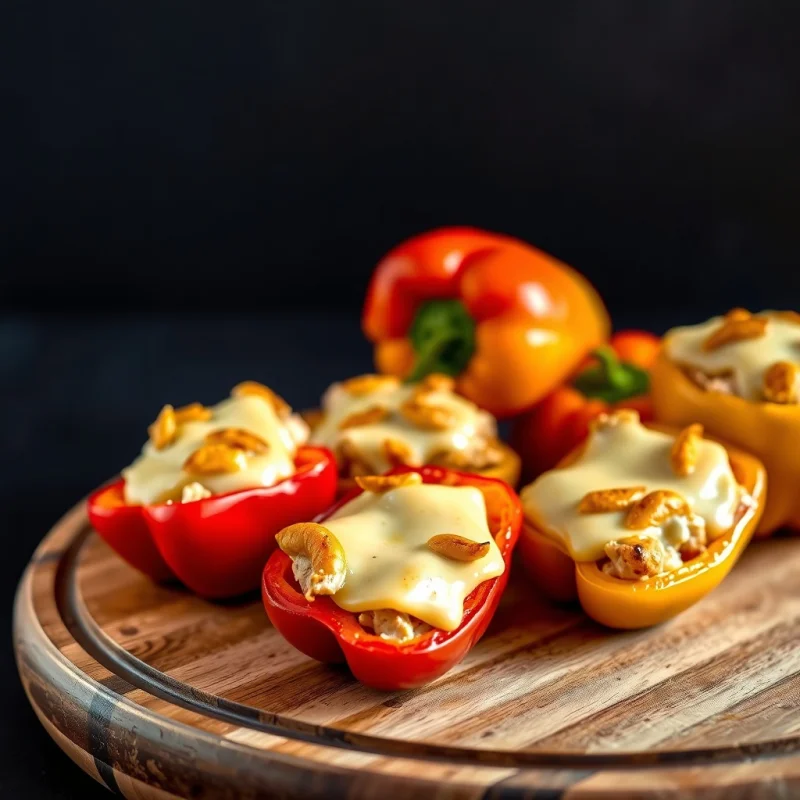 Pimientos Rellenos Crujientes de Pollo y Queso