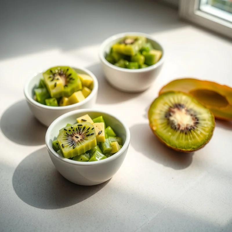 Mordiscos de Palta y Kiwi Cítrico