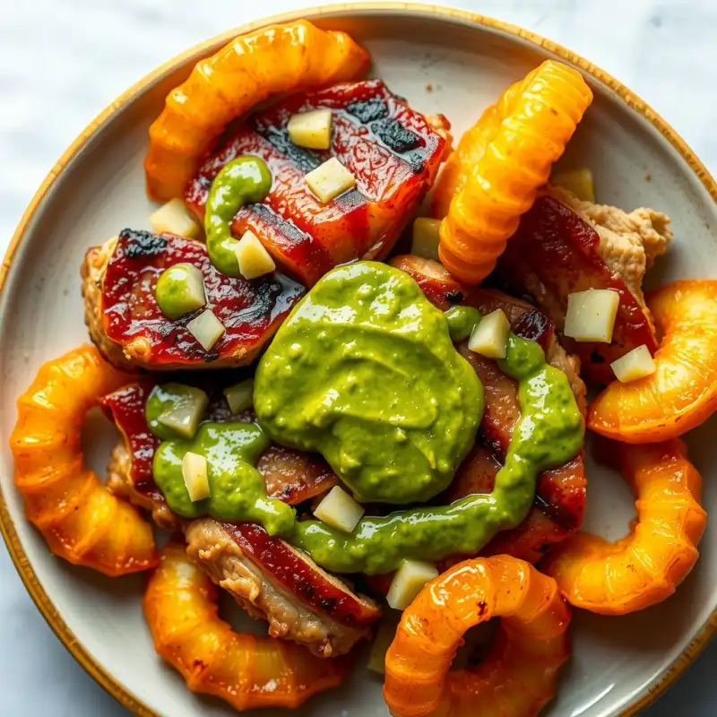 Pulpo a la Brasa con Mojo Verde Cubano y Plátanos Maduros Fritos