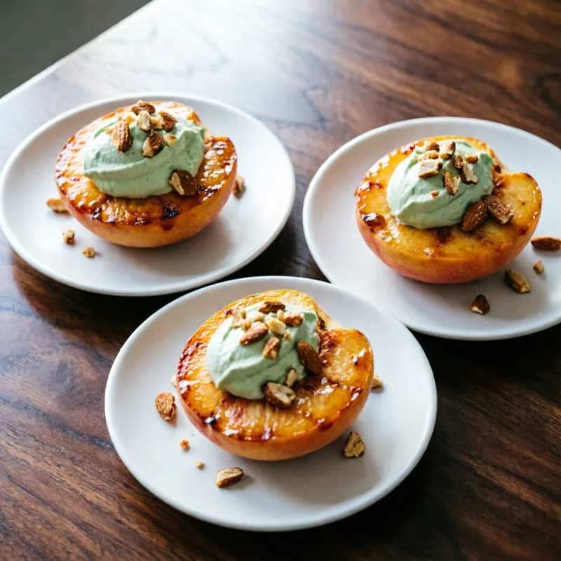 Duraznos Rostizados con Crema de Menta