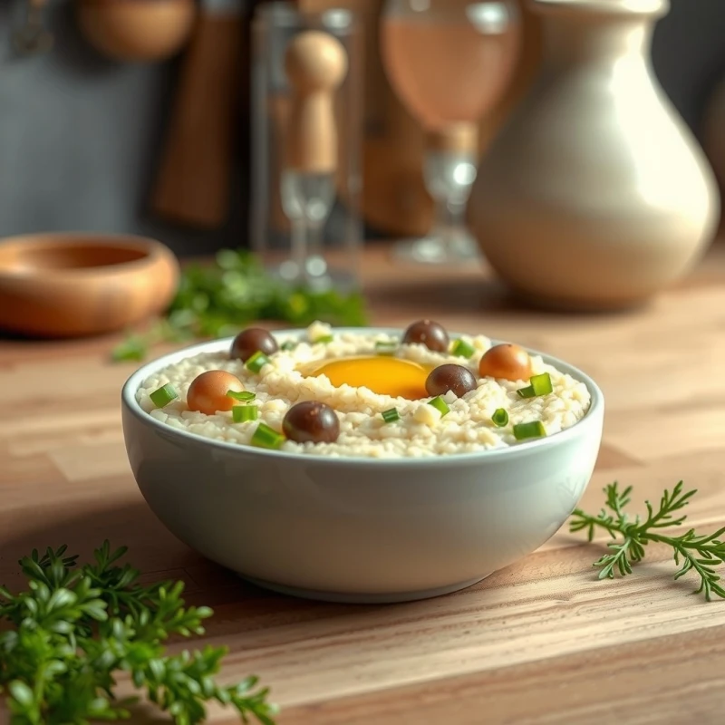 Risotto Cremoso de Champiñones y Espárragos con Trufa Negra