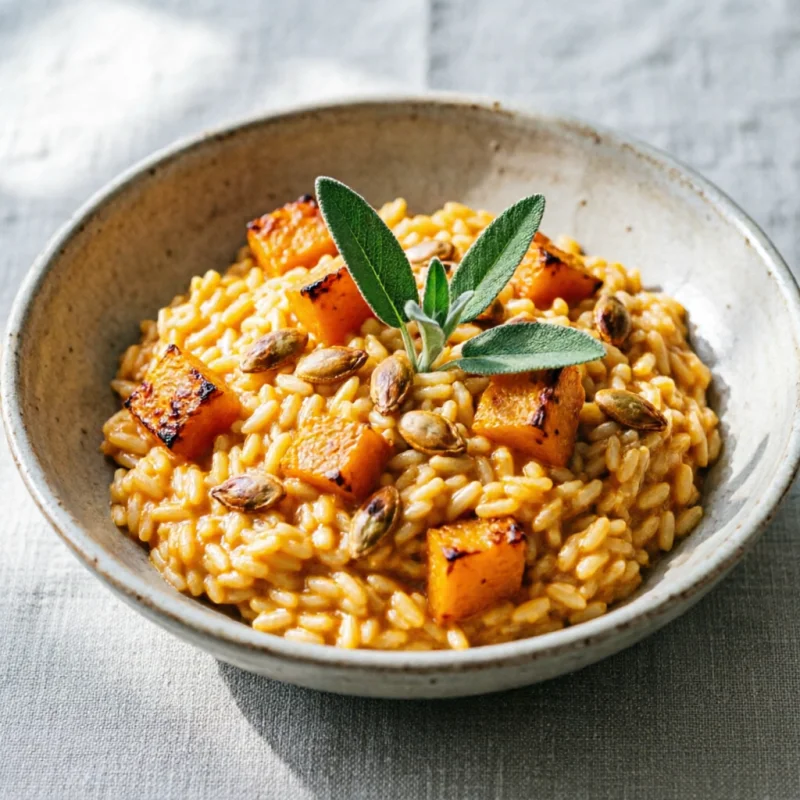 Risotto Cremoso de Calabaza Asada y Salvia Fresca