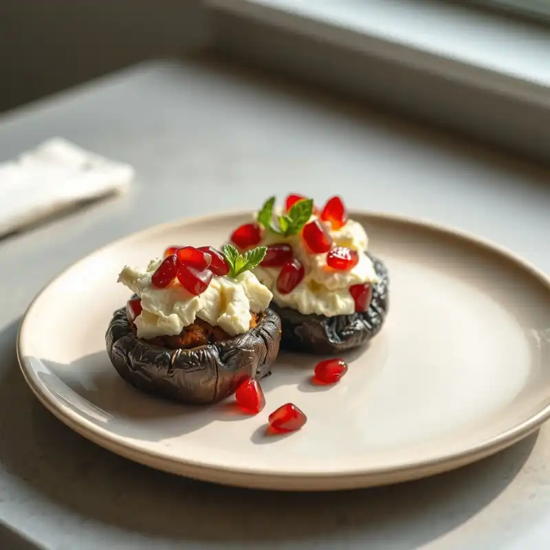 Champiñones Rellenos con Granada y Nueces