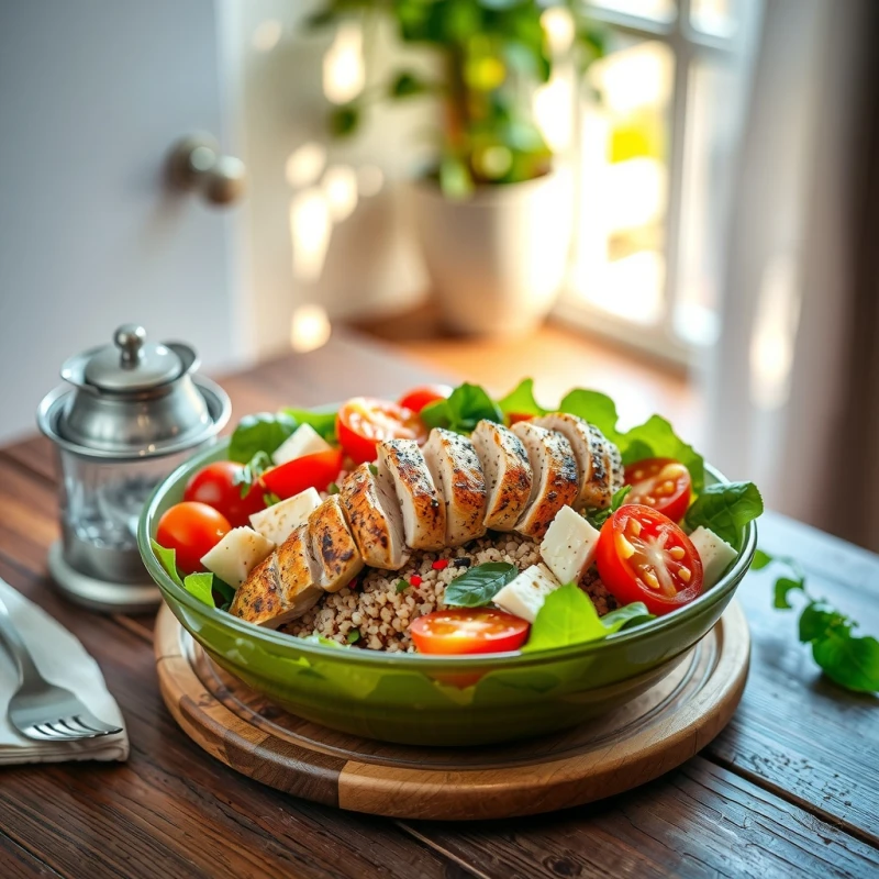Ensalada Mediterránea Vibrante con Pollo