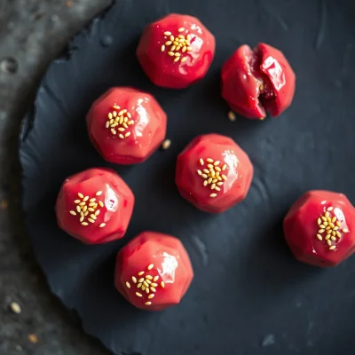 Esferas de Beterraga y Pomelo Glaseado