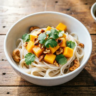 Fideos de Arroz Salteados con Mango y Chile