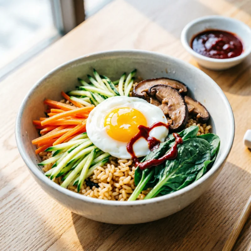 Bibimbap de Verano con Huevo Pochado
