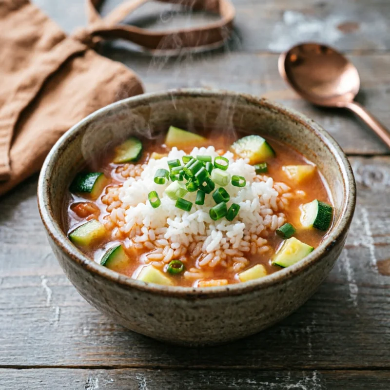 Sopa Reconfortante de Arroz y Calabacín con Toque Umami