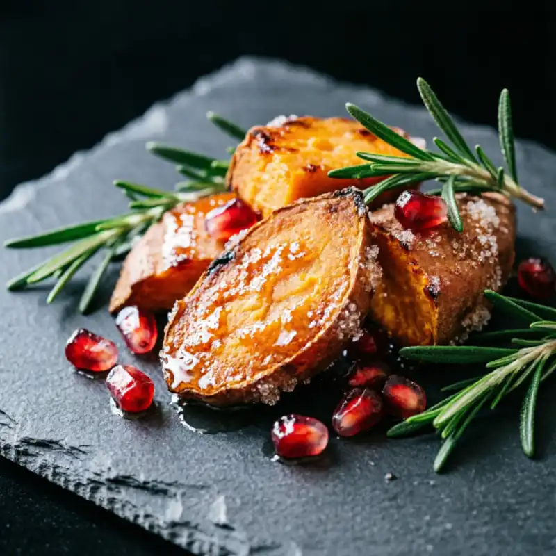 Batata Glaseado con Granada y Romero