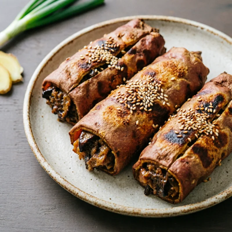 Rollitos de Boniato Rellenos de Setas Shiitake y Jengibre