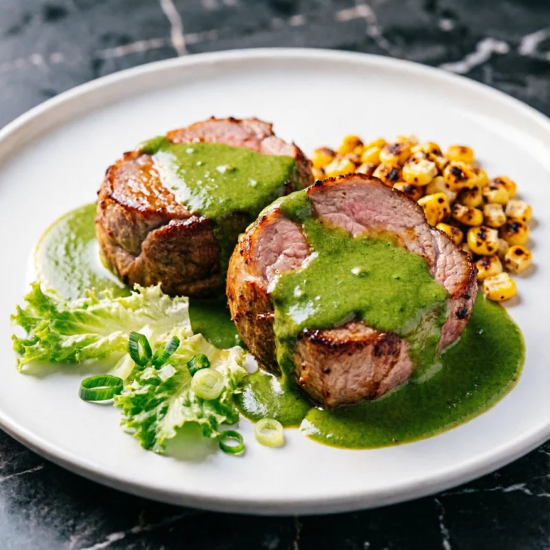 Solomillo de Cerdo con Mole Verde de Epazote y Maíz Nixtamalizado