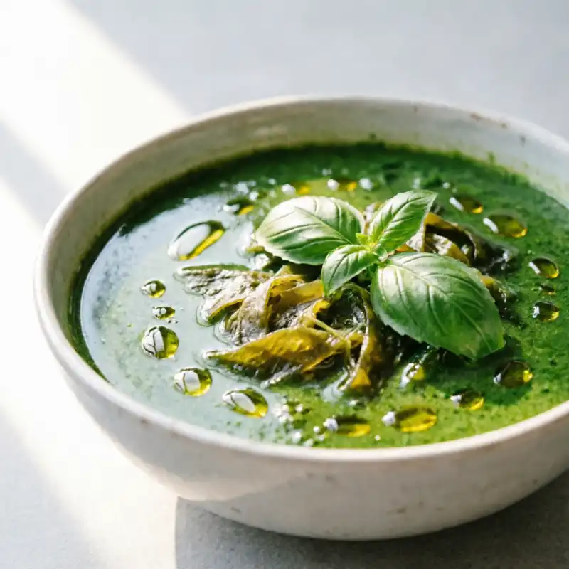 Sopa Refrescante de Pepino y Albahaca con Wakame