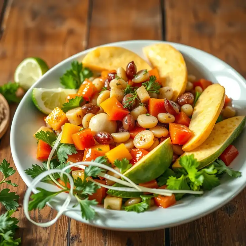 Ensalada Vibrante de Lentejas con Aderezo Cítrico y Crujientes de Batata