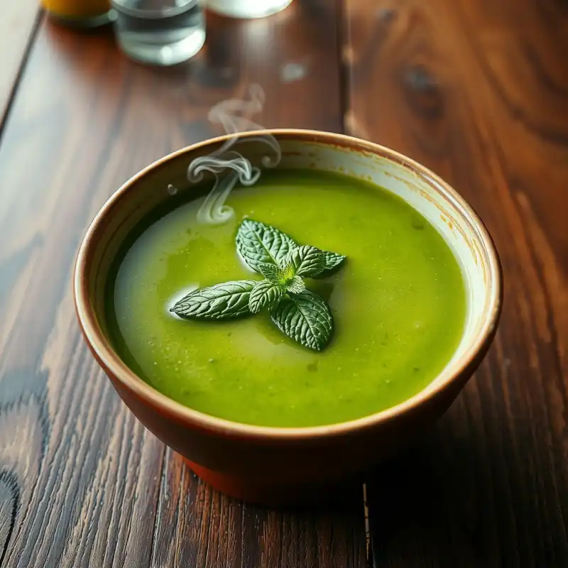 Caldo Ahumado de Calabacín y Menta
